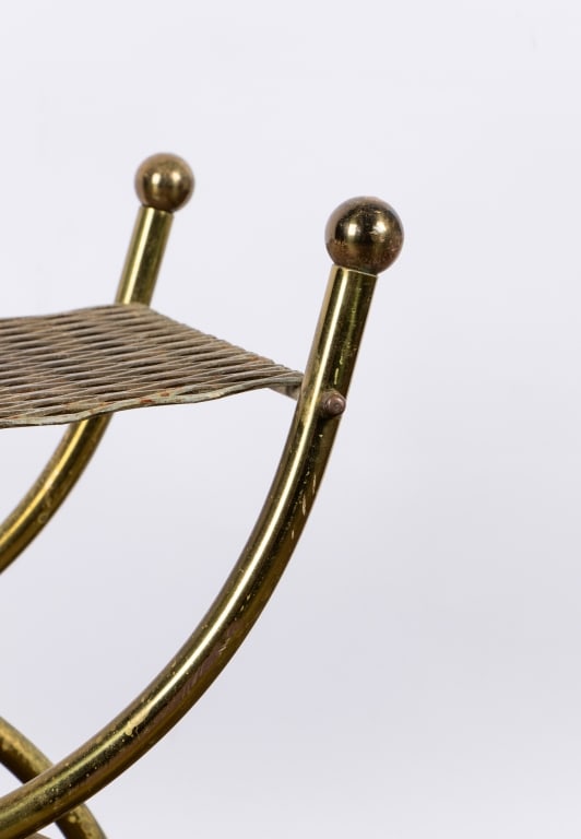 MID-CENTURY BRASS STOOL/ACCENT TABLE - 5