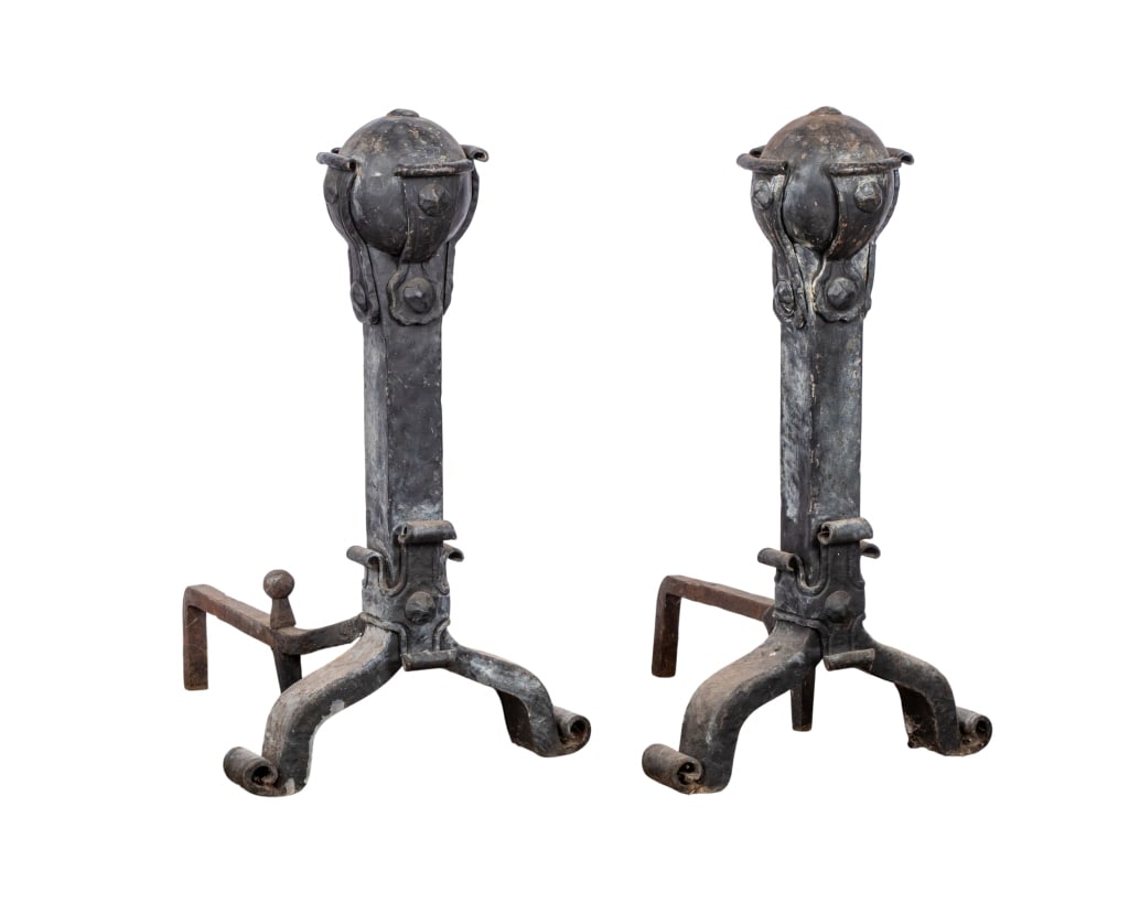 PAIR OF 19TH CENTURY IRON ANDIRONS (1 of 4)