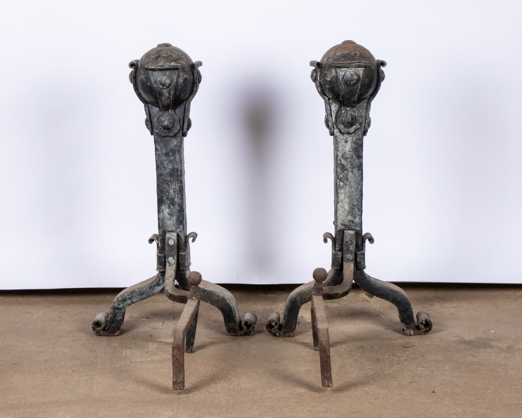 PAIR OF 19TH CENTURY IRON ANDIRONS - 3