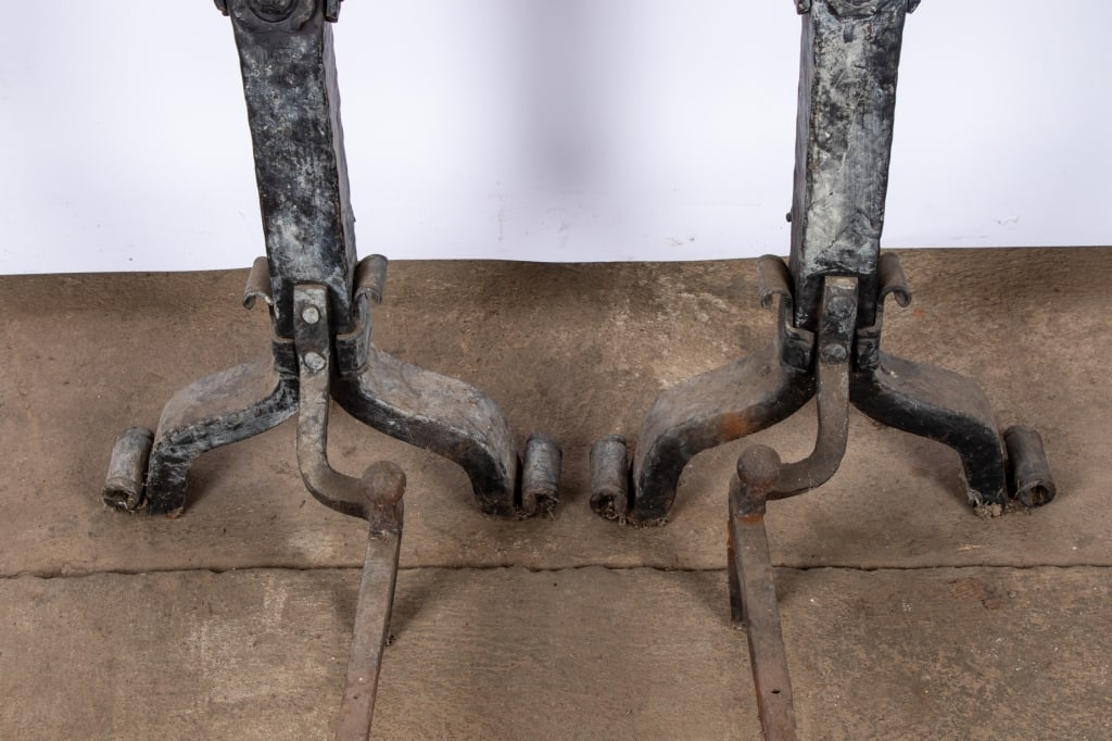 PAIR OF 19TH CENTURY IRON ANDIRONS - 4