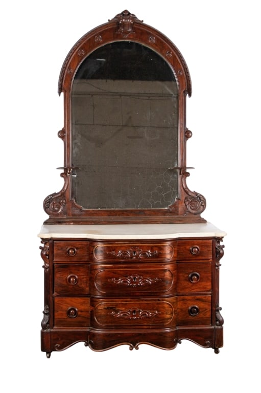 VICTORIAN MAHOGANY MARBLE TOP DRESSER (1 of 10)