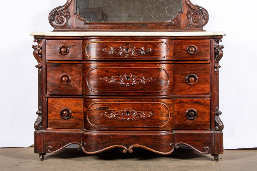 VICTORIAN MAHOGANY MARBLE TOP DRESSER - 2