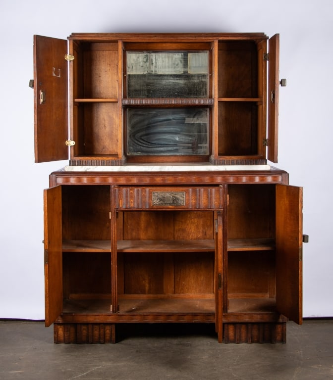 ART DECO STYLE MARBLE TOP CUPBOARD - 9