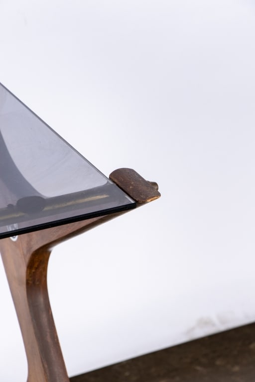 MID-CENTURY SMOKED GLASS & WALNUT BAR CART - 5