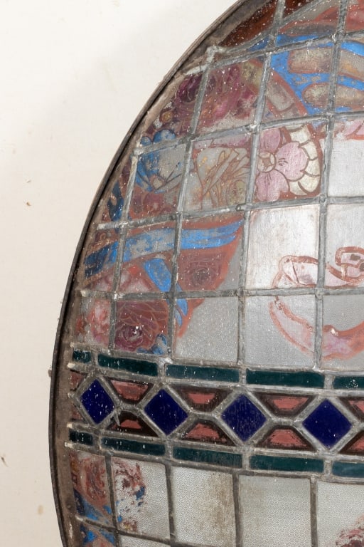 LARGE OVAL STAINED GLASS PANEL - 7