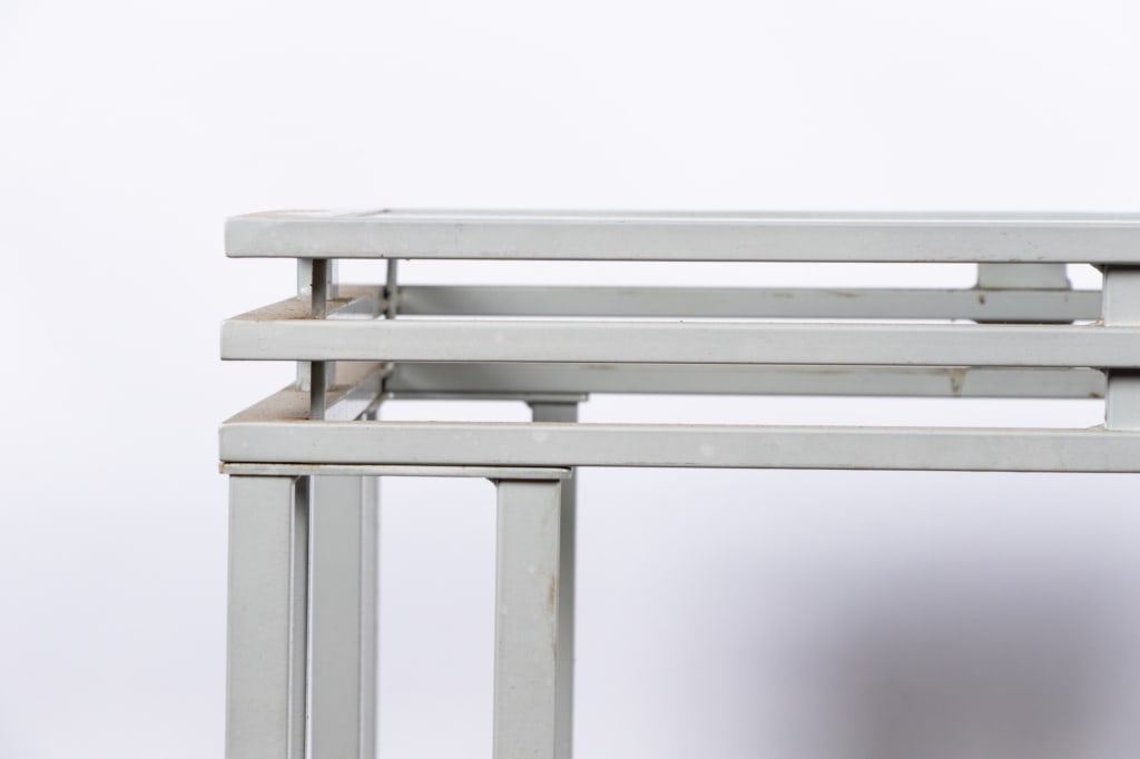 PAIR OF MODERN GLASS & METAL SIDE TABLES - 5