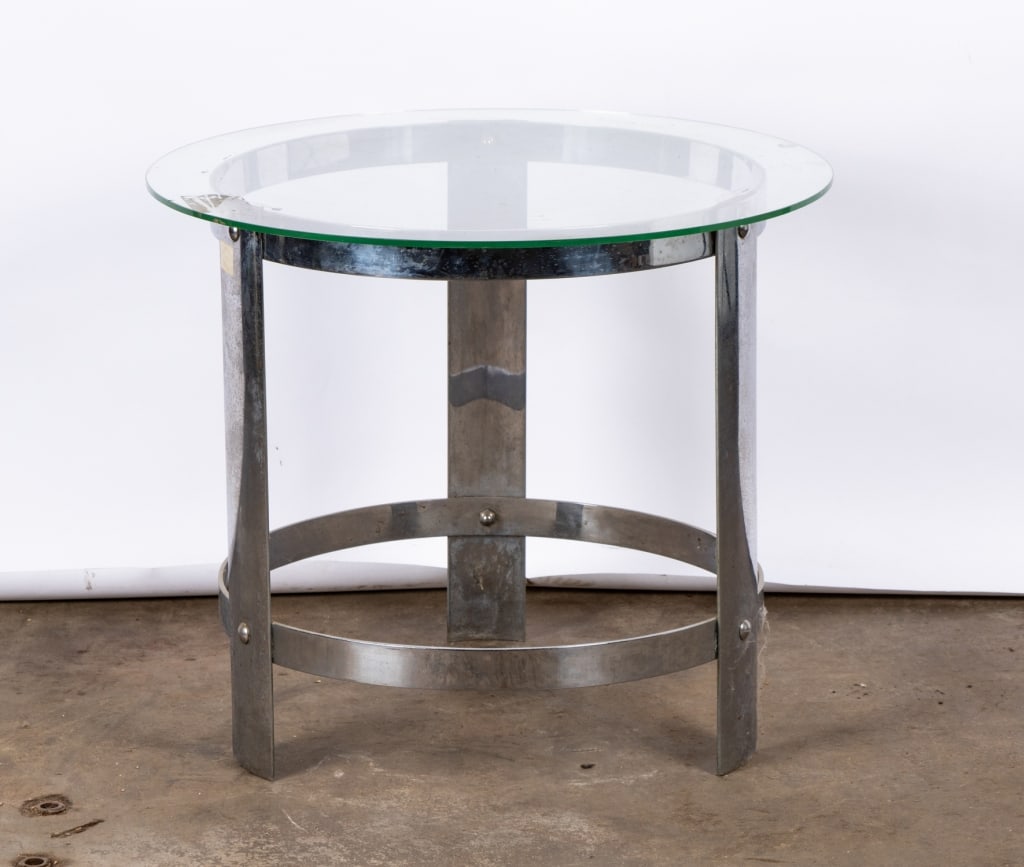 MODERN CHROME & GLASS ACCENT TABLE - 2