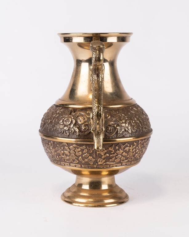 KOREAN BRASS DRAGON DOUBLE-HANDLED VASE - 2