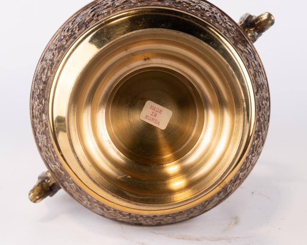 KOREAN BRASS DRAGON DOUBLE-HANDLED VASE - 6