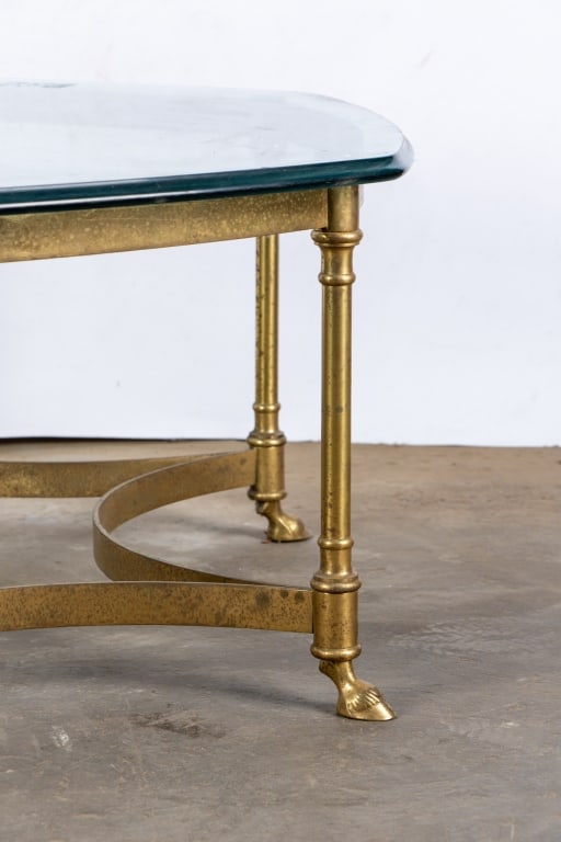 HOLIDAY REGENCY BRASS AND GLASS TOP COCKTAIL TABLE - 2