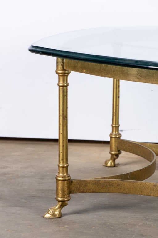 HOLIDAY REGENCY BRASS AND GLASS TOP COCKTAIL TABLE - 3