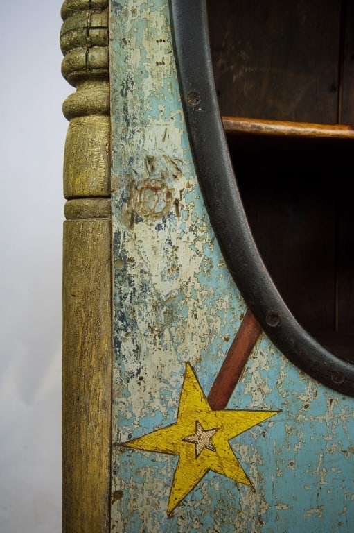 RICHARD DUNBRACK FOLK ART MIXED MEDIA CUPBOARD - 4