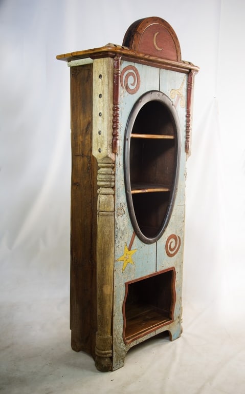 RICHARD DUNBRACK FOLK ART MIXED MEDIA CUPBOARD - 8