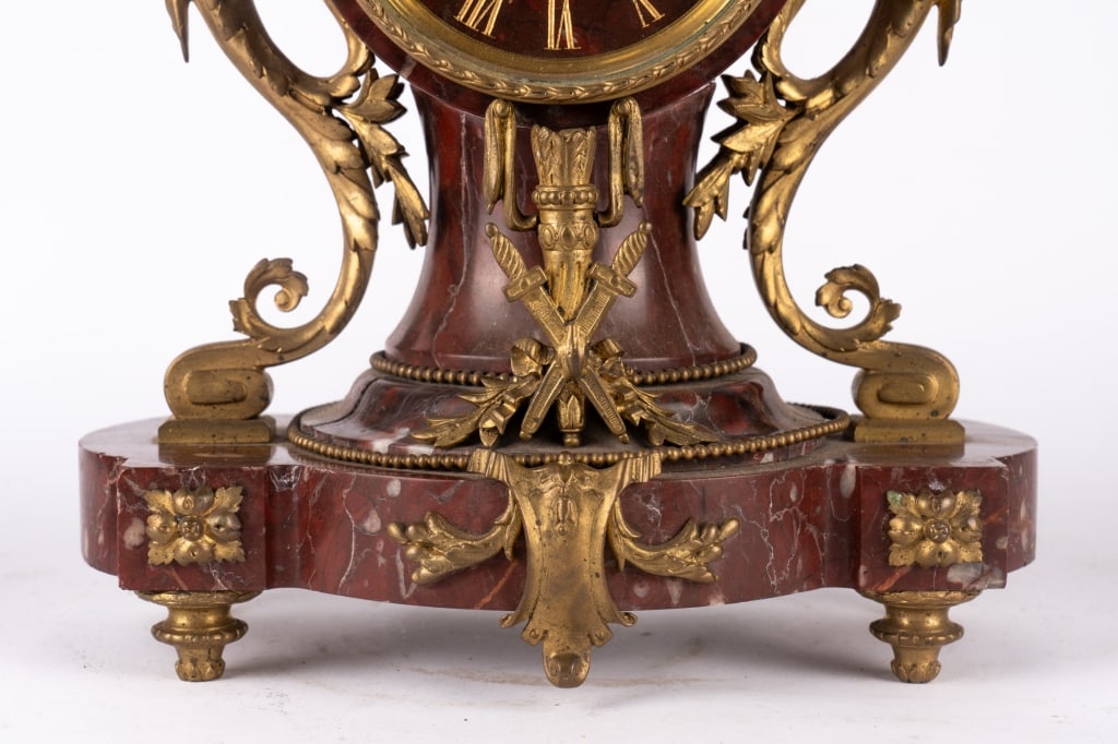 JAPY FRERES GILT BRONZE & MARBLE MANTEL SET - 5