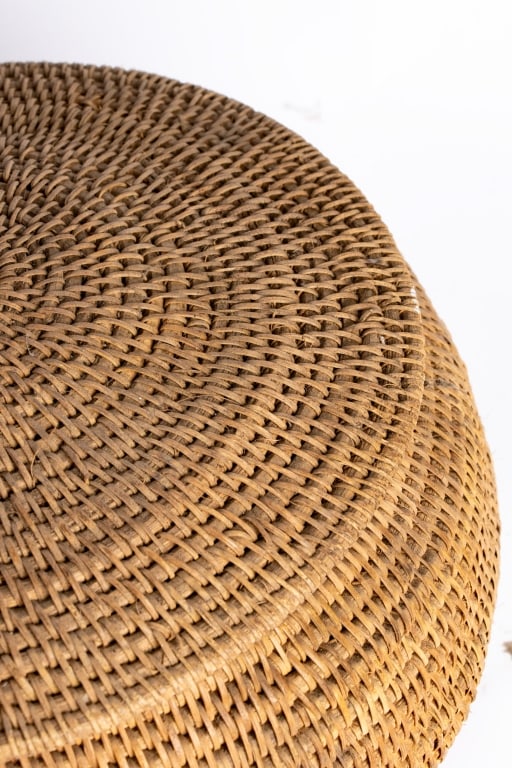 TWO WOVEN COILED LIDDED BASKETS - 5