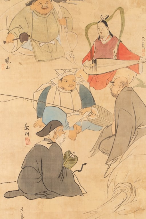 PANTHEON OF CHINESE GODS, WATERCOLOR ON SILK - 6