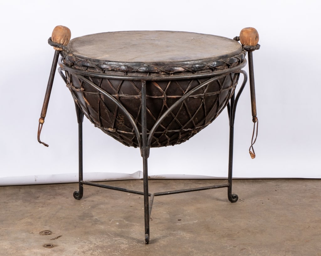 VINTAGE NAGARA DRUM COCKTAIL TABLE - 2