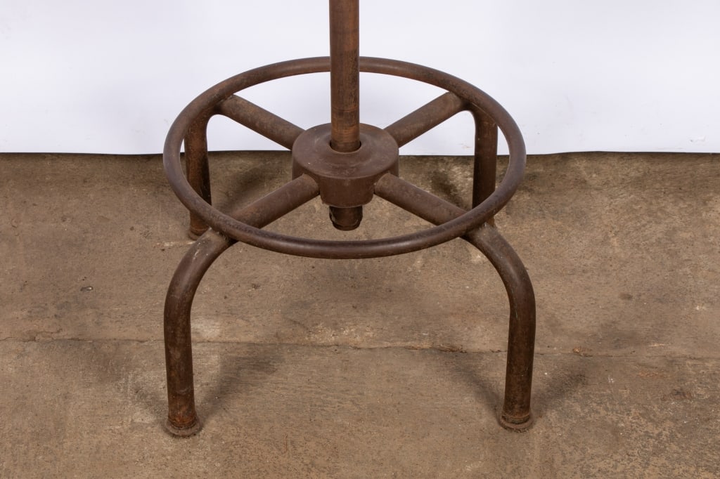 RED INDUSTRIAL LEATHER SWIVEL BAR STOOL - 4