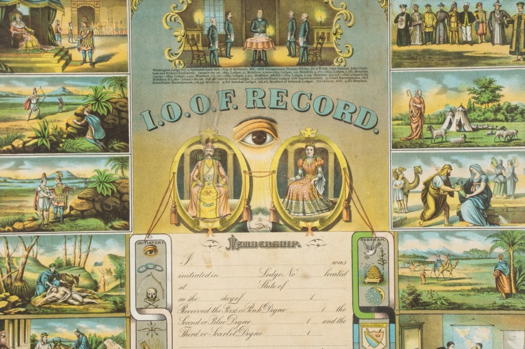 ODD FELLOWS FRAMED MEMBERSHIP RECORD - 4
