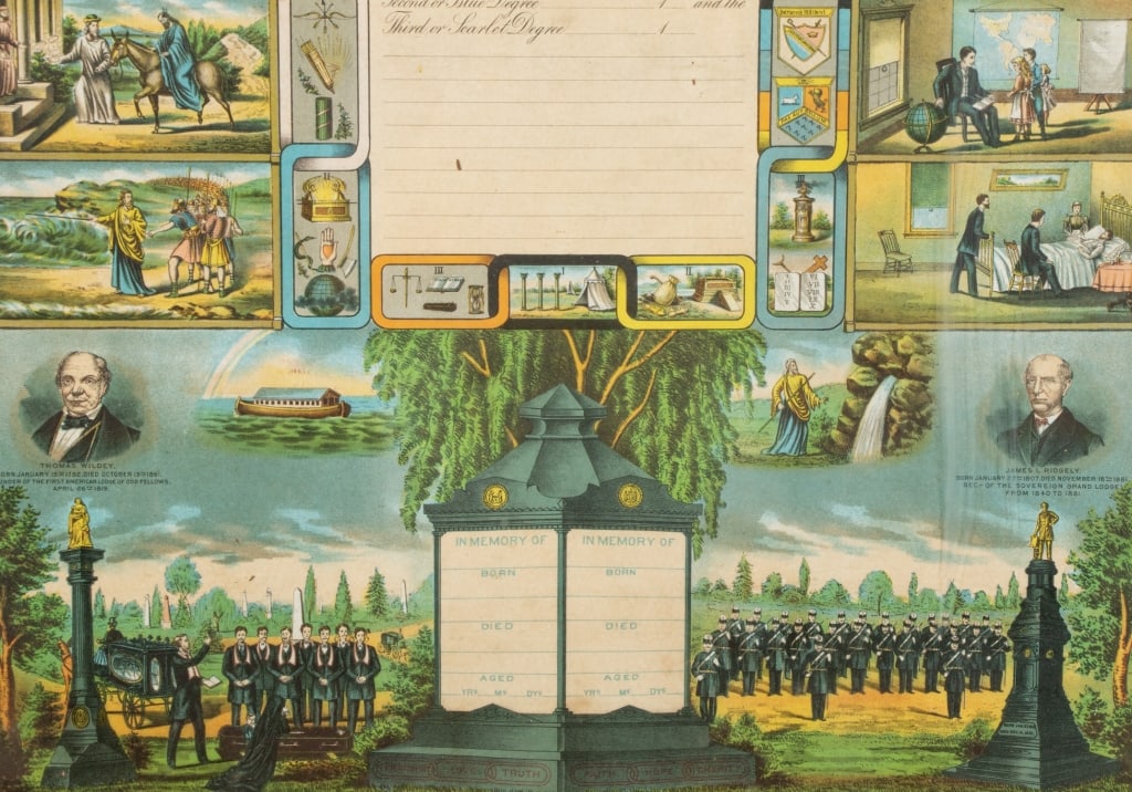 ODD FELLOWS FRAMED MEMBERSHIP RECORD - 5
