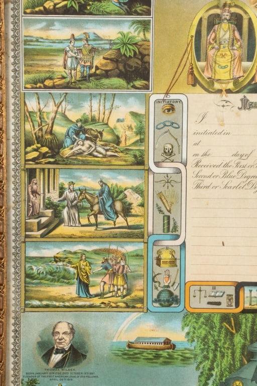 ODD FELLOWS FRAMED MEMBERSHIP RECORD - 6