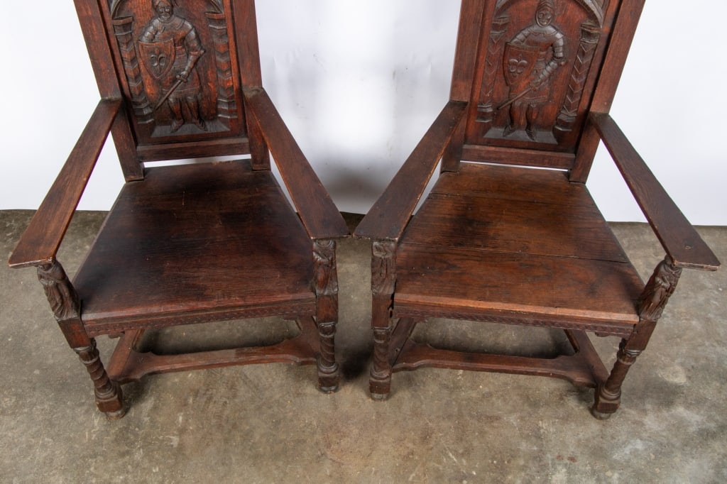 PAIR OF RENAISSANCE REVIVAL CARVED ARMCHAIRS - 4