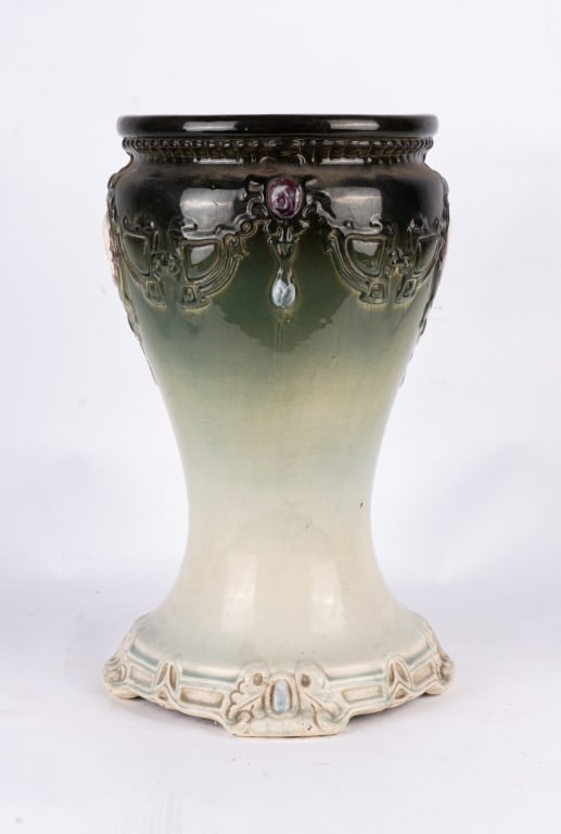 WELLER POTTERY PLANT STAND WITH CAMEO ACCENTS - 5