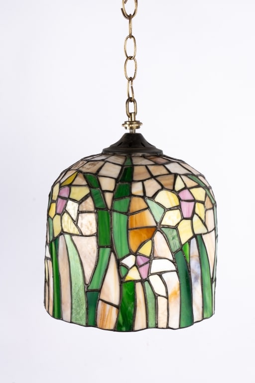 TIFFANY STYLE FLORAL PENDANT LIGHT - 4
