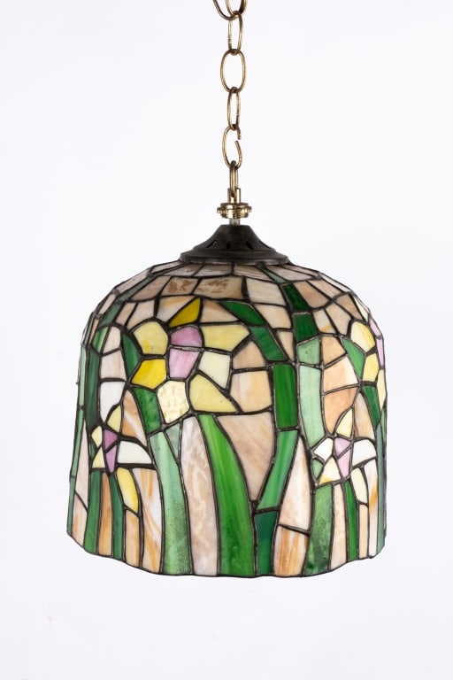 TIFFANY STYLE FLORAL PENDANT LIGHT - 5