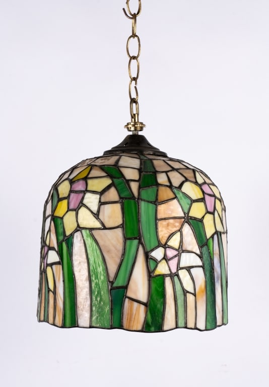 TIFFANY STYLE FLORAL PENDANT LIGHT - 7