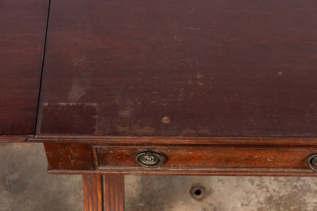 19TH C. HEPPLEWHITE STYLE WALNUT DROP LEAF TABLE - 10