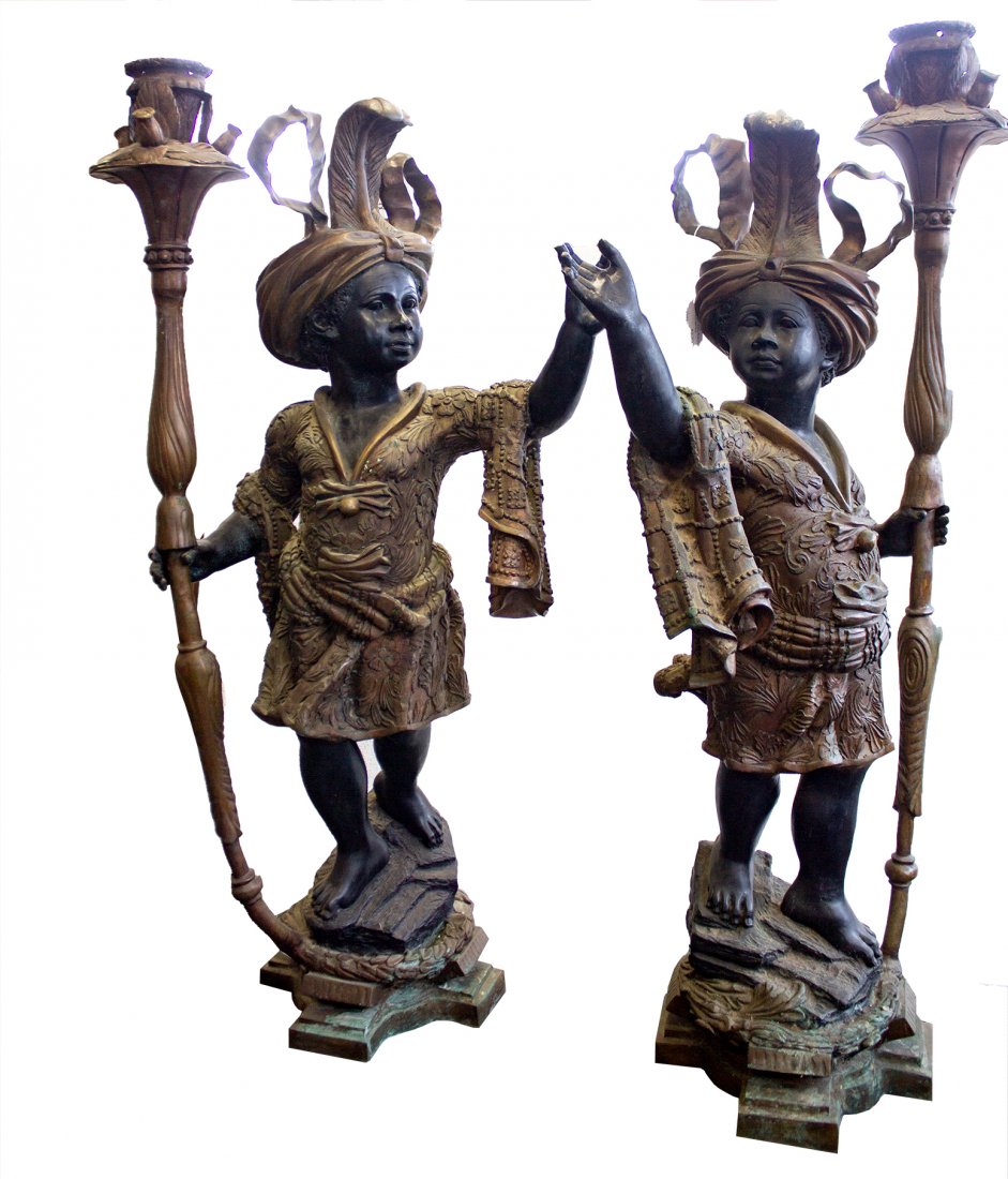 Pair of Ca.1940 bronze paint decorated blackamoors (1 of 9)