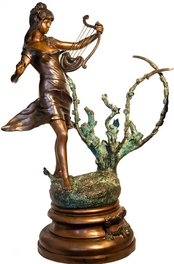 Signed Leonardo Rossi Bronze Figure of Girl (1 of 5)