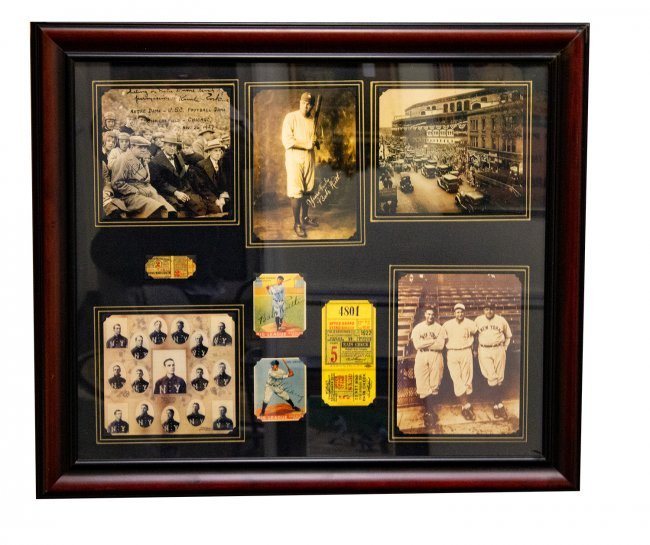 Framed memorabilia of Yankee baseball (1 of 5)