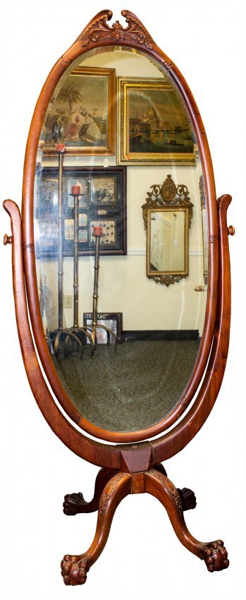 Ca. 1900 Mahogany Chippendale style Cheval Mirror (1 of 4)