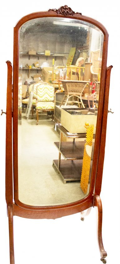 American quarter sawn oak framed cheval mirror (1 of 5)