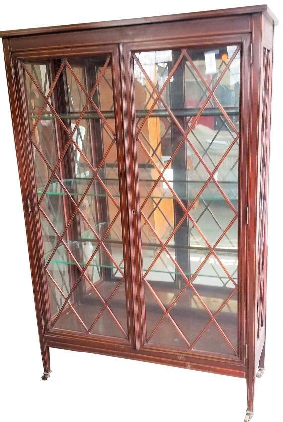 Ca. 1890 RJ Horner Mahogany 2 Door China Cabinet with (1 of 2)