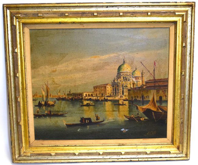 19th C.oil on canvas Venetian Scene Signed. D. Colli (1 of 5)