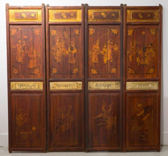 Chinese architectural 4 part panels/screen (1 of 9)