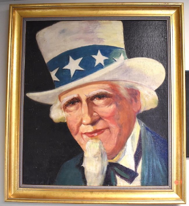 large 20th C. framed o/c Uncle Sam (1 of 1)