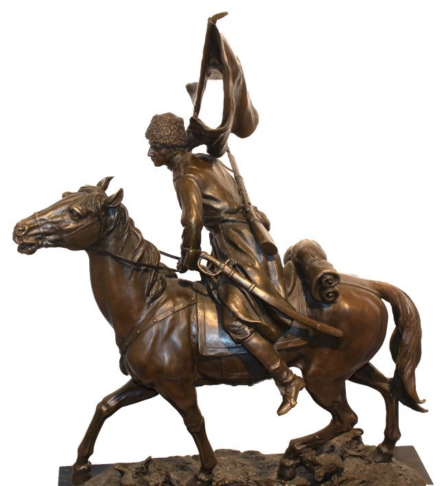 Signed Bronze Russian Kossack on Horseback (1 of 5)