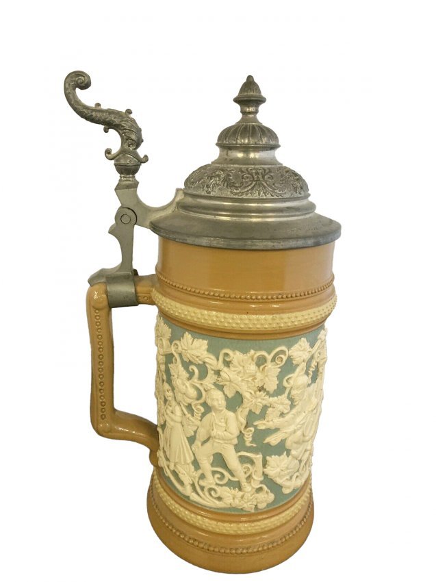 Vintage Mettlach figural decorated beer stein (1 of 9)