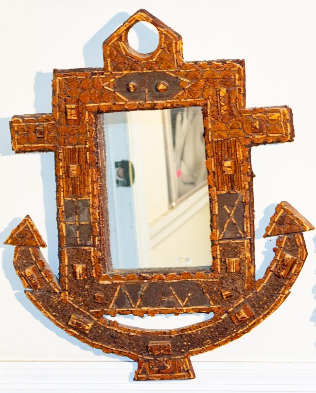 Early American  Folk/tramp  Art Anchor Mirror (1 of 4)