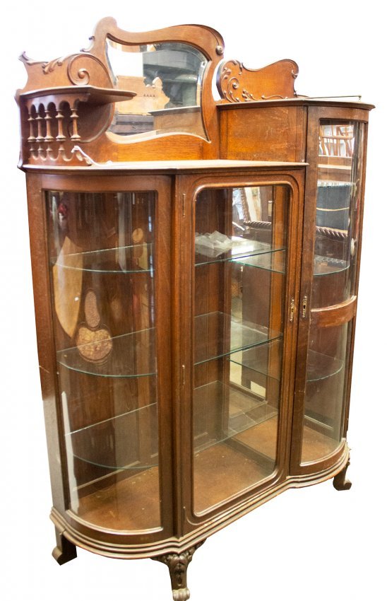 Rare Ca. 1890 oak double curio (1 of 6)