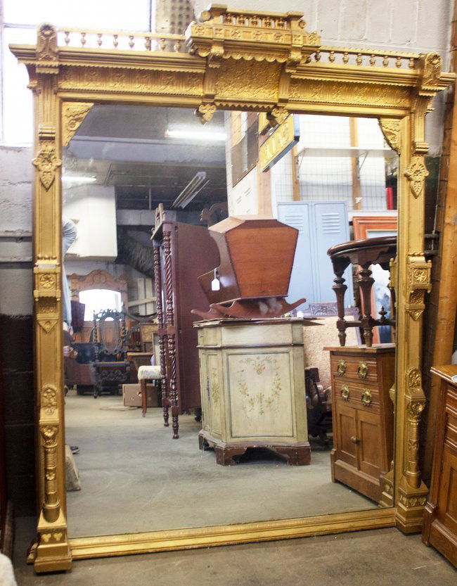 American Victorian Eastlake Gilt over Mantel Mirror (1 of 3)