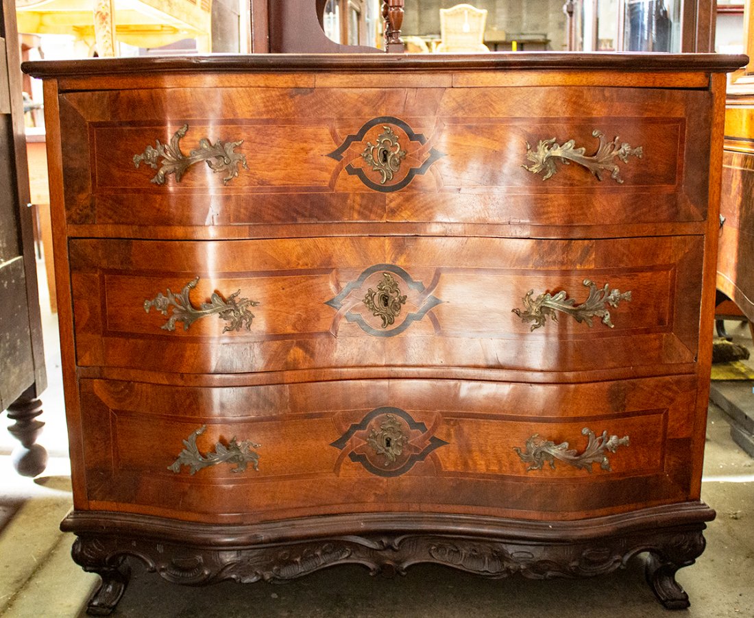 Early 18th C. European Inlaid Serpentine commode (1 of 9)