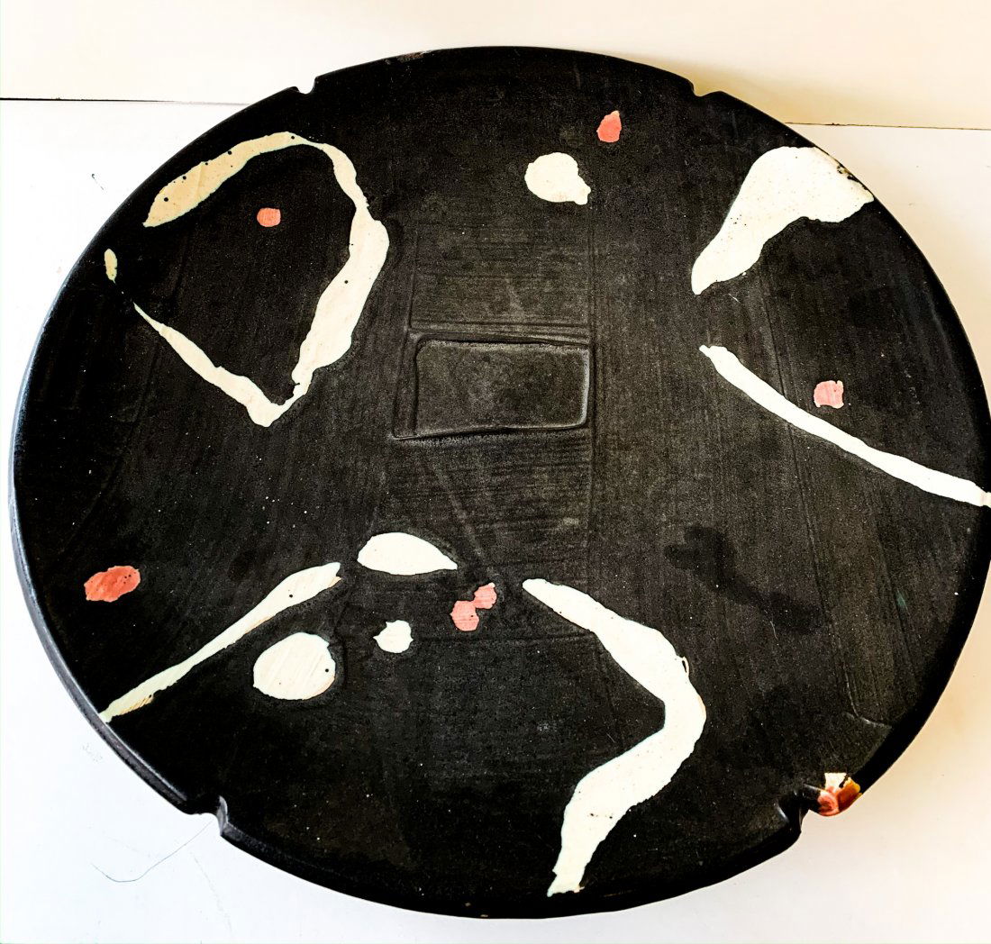 Mid Century Modern pottery decorated charger (1 of 2)