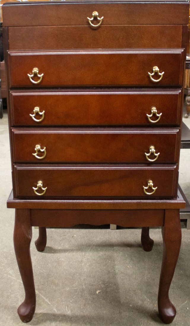 Two piece Queen Ann style mahogany silver chest (1 of 5)