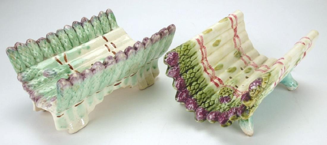 Majolica lot of 2 asparagus cradles: Majolica lot of 2 asparagus cradles