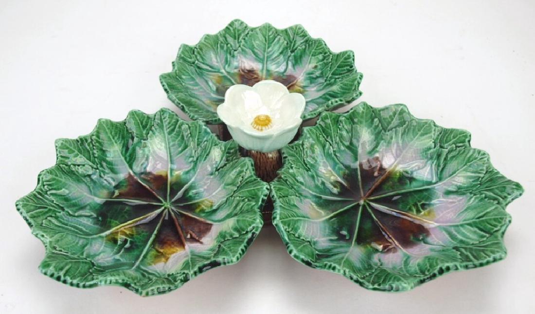 Majolica three part server with floral handle, 12" (1 of 1)